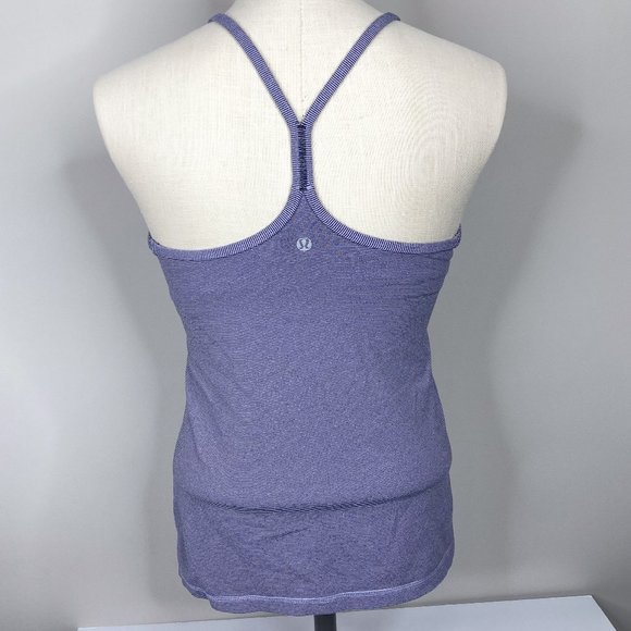 lululemon athletica Tops - Lululemon Power Y Tank Women's Size 8 Lavendar Gray Stripe Yoga Gym Workout
